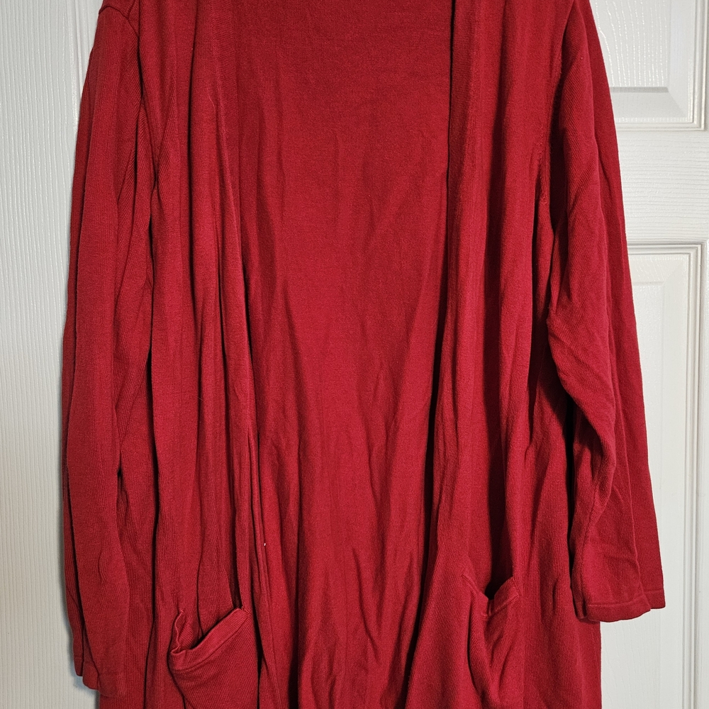 Joan Rivers Bold Red Knit Cardigan With Pockets